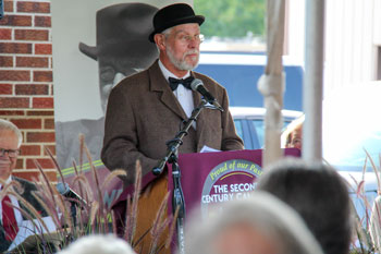 Greg Powers addresses guests as William Newton at the ground breaking for the surgery center in 2018.