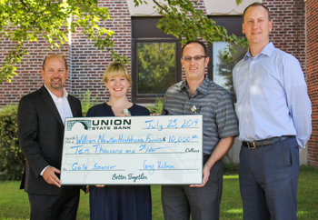 Photo: 
Union State Bank presents a check for the renewal of its annual gala sponsorship, benefiting the William Newton Healthcare Foundation. From left: Union State Bank President and Chief Executive Officer Eric Kurtz, William Newton Healthcare Foundation Director Annika Morris, William Newton Hospital Chief Executive Officer Ben Quinton, and Union State Bank Winfield Market President Cory Helmer.