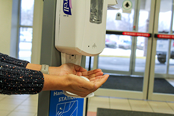 WNH promotes good hand hygiene to help prevent the spread of influenza. Stations like this one are located throughout the hospital for visitors to use.