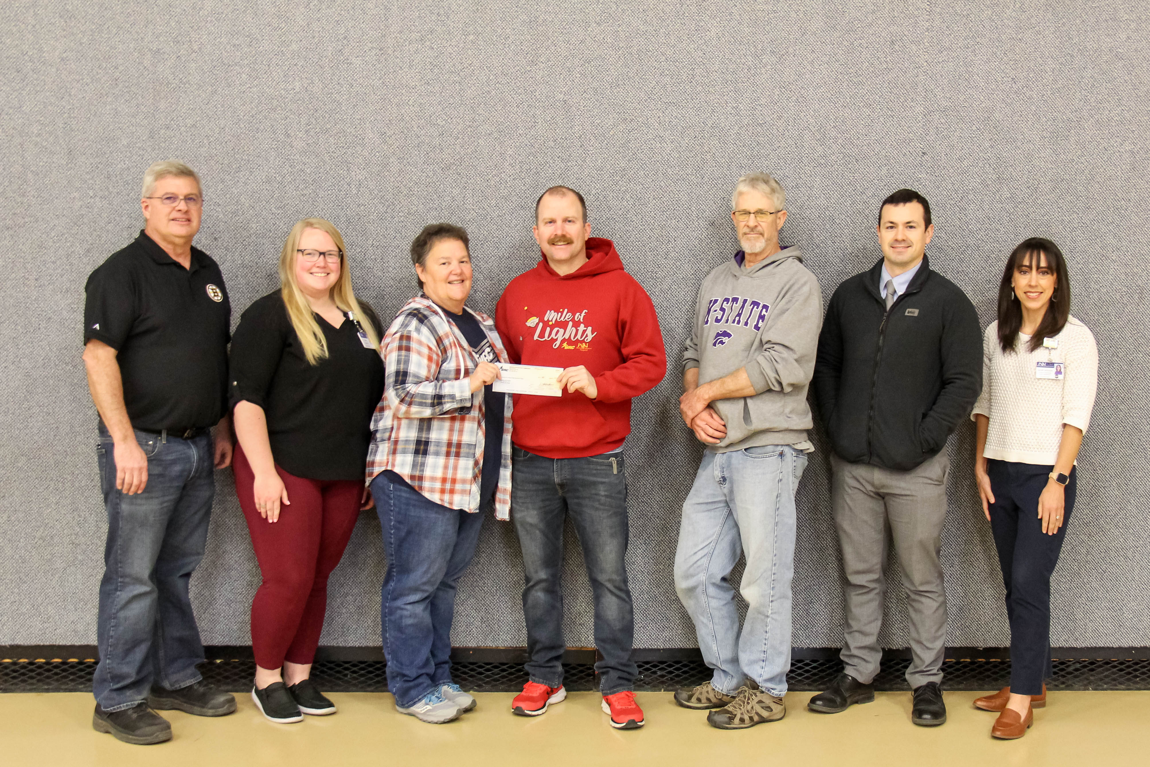 From left: Scott Gill, Winfield Recreation Commission & Winfield Isle of Lights board member; Kylie Stamper, William Newton Hospital; Candi Fox, Winfield Recreation Commission; Rusty Zimmerman, Winfield Isle of Lights board member; Mark Olney, Winfield Isle of Lights board member; Joseph Shelley, Winfield Isle of Lights board member; and Sarah Johnson, William Newton Hospital.